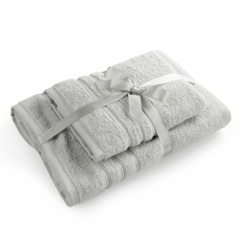 Komplet ręczników 2 szt Loca srebrny upominkowy frotte 480g/m2 Eurofirany Komplet ręczników 2 szt Loca srebrny upominkowy frotte 480g/m2 Eurofirany