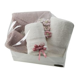 Komplet ręczników 4 cz. 2x50x90+2x70x140 kremowy pudrowy 500 g/m2 frotte zestaw upominkowy 23