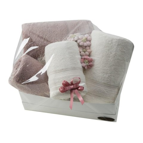Komplet ręczników 4 cz. 2x50x90+2x70x140 kremowy pudrowy 500 g/m2 frotte zestaw upominkowy 23 Komplet ręczników 4 cz. 2x50x90+2x70x140 kremowy pudrowy 500 g/m2 frotte zestaw upominkowy 23
