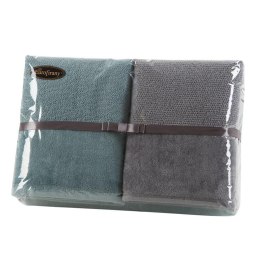 Komplet ręczników 4 cz. 2x50x90+2x70x140 miętowy ciemny stalowy 500 g/m2 frotte zestaw upominkowy 23