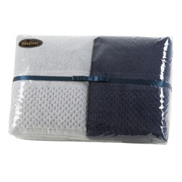 Komplet ręczników 4 cz. 2x50x90+2x70x140 srebrny granatowy 550 g/m2 frotte zestaw upominkowy 23