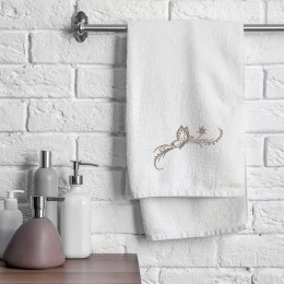 Komplet ręczników w pudełku 3 szt. Fairy biały grafitowy motyl 380 g/m2 Eurofirany