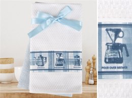 Komplet ścierek kuchennych Hana 40x60 2szt biały błękitny 3D Greno