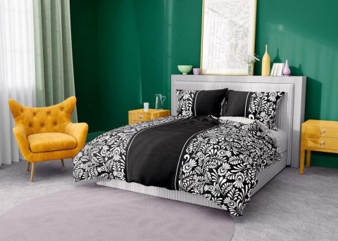 Pościel bawełniana 140x200 Glamour 019 czarna biała liście z jedną poszewką Faro 01 Pościel bawełniana 140x200 Glamour 019 czarna biała liście z jedną poszewką Faro 01
