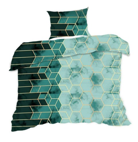 Pościel bawełniana 140x200 geometria turkusowa złota 1591N Classic Pościel bawełniana 140x200 geometria turkusowa złota 1591N Classic
