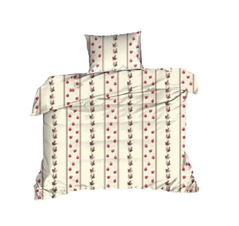 Pościel bawełniana 140x200 kwiaty kremowa czerwona 1602N Classic Pościel bawełniana 140x200 kwiaty kremowa czerwona 1602N Classic