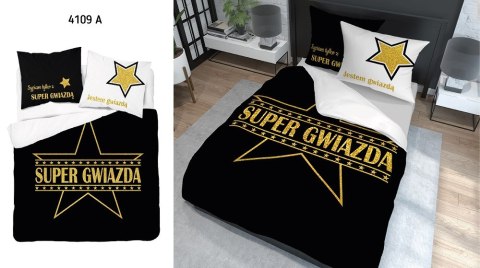 Pościel bawełniana 160x200 Super gwiazda czarna biała złota 4109 A Holland 29 Pościel bawełniana 160x200 Super gwiazda czarna biała złota 4109 A Holland 29