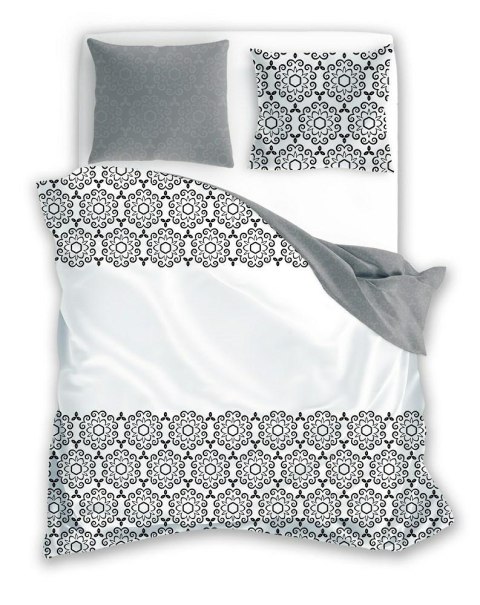 Pościel bawełniana 180x200 Glamour 017 szara biała ornament Faro 01 Pościel bawełniana 180x200 Glamour 017 szara biała ornament Faro 01