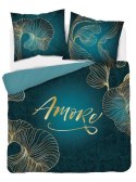 Pościel bawełniana 220x200 Amore turkusowa złota liście 4327 A Holland 29 Pościel bawełniana 220x200 Amore turkusowa złota liście 4327 A Holland 29