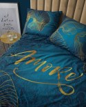 Pościel bawełniana 220x200 Amore turkusowa złota liście 4327 A Holland 29 Pościel bawełniana 220x200 Amore turkusowa złota liście 4327 A Holland 29