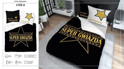 Pościel bawełniana 220x200 Super gwiazda czarna biała złota 4109 A Holland 29 Pościel bawełniana 220x200 Super gwiazda czarna biała złota 4109 A Holland 29