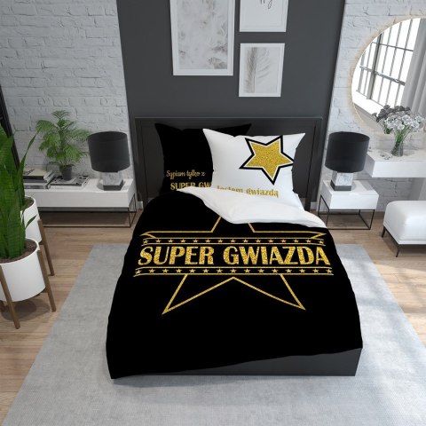 Pościel bawełniana 220x200 Super gwiazda czarna biała złota 4109 A Holland 29 Pościel bawełniana 220x200 Super gwiazda czarna biała złota 4109 A Holland 29
