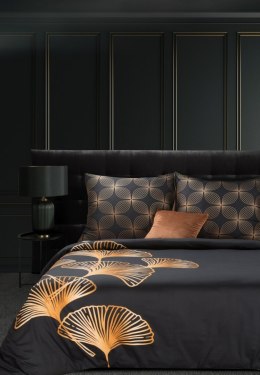 Pościel satynowa 160x200 Victoria 10 czarna złota liście geometria Limited Collection Eurofirany