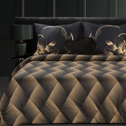 Pościel satynowa 160x200 Victoria 12 czarna złota liście geometria Limited Collection Eurofirany