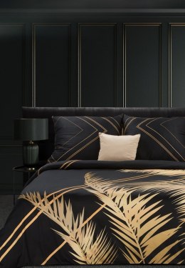Pościel satynowa 160x200 Victoria 9 czarna złota liście geometria Limited Collection Eurofirany