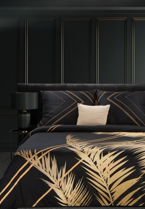 Pościel satynowa 160x200 Victoria 9 czarna złota liście geometria Limited Collection Eurofirany Pościel satynowa 160x200 Victoria 9 czarna złota liście geometria Limited Collection Eurofirany