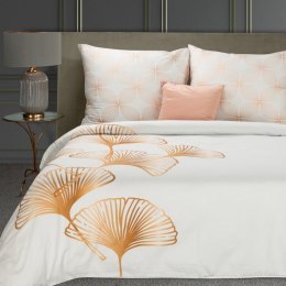 Pościel satynowa 220x200 Blanca 10 biała złota liście geometria Limited Collection Eurofirany