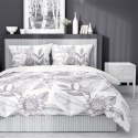 Pościel satynowa 220x200 biała szara kwiaty liście 4125 B Home Satin 001 Pościel satynowa 220x200 biała szara kwiaty liście 4125 B Home Satin 001