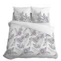 Pościel satynowa 220x200 biała szara kwiaty liście 4125 B Home Satin 001 Pościel satynowa 220x200 biała szara kwiaty liście 4125 B Home Satin 001