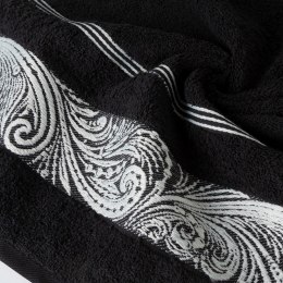 Ręcznik Sylwia 1 50x90 czarny frotte z żakardową bordiurą 500g/m2 Eurofirany