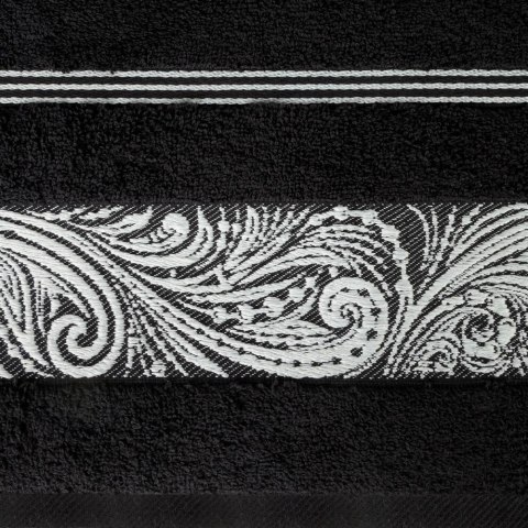 Ręcznik Sylwia 1 50x90 czarny frotte z żakardową bordiurą 500g/m2 Eurofirany Ręcznik Sylwia 1 50x90 czarny frotte z żakardową bordiurą 500g/m2 Eurofirany