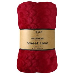 Koc narzuta z mikrofibry 130x160 Sweet love serca czerwony Domarex