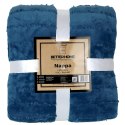 Koc narzuta z mikrofibry 130x170 Nappa niebieski żakardowy Domarex