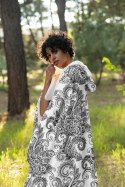 Koc narzuta z mikrofibry 150x200 Sherpa biały czarny ornamenty baranek dwustronny Faro Koc narzuta z mikrofibry 150x200 Sherpa biały czarny ornamenty baranek dwustronny Faro