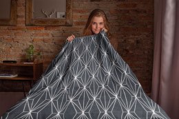 Koc narzuta z mikrofibry 150x200 Sherpa grafitowy biały geometria baranek dwustronny Faro