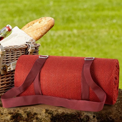 Koc piknikowy 130x145 Harmony bordowy jednobarwny Eurofirany Koc piknikowy 130x145 Harmony bordowy jednobarwny Eurofirany