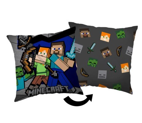 Poduszka dekoracyjna 40x40 Minecraft tryb przetrwania grafitowa kolorowa dwustronna JF 02 Poduszka dekoracyjna 40x40 Minecraft tryb przetrwania grafitowa kolorowa dwustronna JF 02