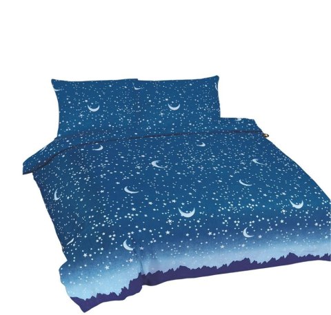 Pościel bawełniana 160x200 Gwiazdy księżyce niebieska Universal Matex Pościel bawełniana 160x200 Gwiazdy księżyce niebieska Universal Matex