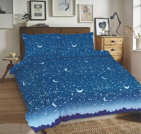 Pościel bawełniana 160x200 Gwiazdy księżyce niebieska Universal Matex Pościel bawełniana 160x200 Gwiazdy księżyce niebieska Universal Matex