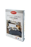 Pościel bawełniana 160x200 Liście geometria biała szara żółta grafitowa Universal Matex Pościel bawełniana 160x200 Liście geometria biała szara żółta grafitowa Universal Matex