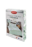Pościel bawełniana 160x200 Liście geometria biała zielona Universal Matex Pościel bawełniana 160x200 Liście geometria biała zielona Universal Matex