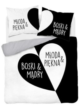 Pościel bawełniana 160x200 Młoda Piękna&Boski Mądry biała czarna szara 4320 A Home 130