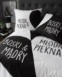 Pościel bawełniana 160x200 Młoda Piękna&Boski Mądry biała czarna szara 4320 A Home 130 Pościel bawełniana 160x200 Młoda Piękna&Boski Mądry biała czarna szara 4320 A Home 130