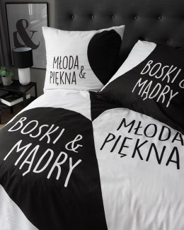 Pościel bawełniana 160x200 Młoda Piękna&Boski Mądry biała czarna szara 4320 A Home 130