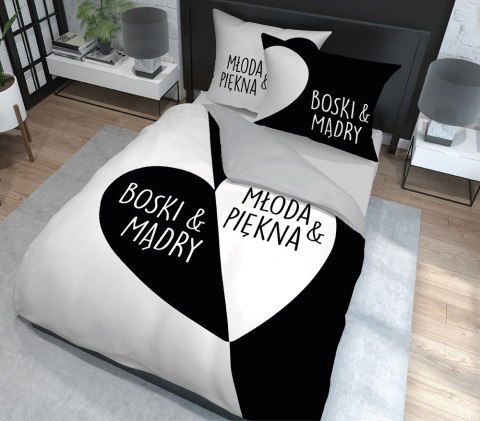 Pościel bawełniana 160x200 Młoda Piękna&Boski Mądry biała czarna szara 4320 A Home 130 Pościel bawełniana 160x200 Młoda Piękna&Boski Mądry biała czarna szara 4320 A Home 130