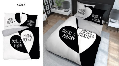Pościel bawełniana 160x200 Młoda Piękna&Boski Mądry biała czarna szara 4320 A Home 130 Pościel bawełniana 160x200 Młoda Piękna&Boski Mądry biała czarna szara 4320 A Home 130