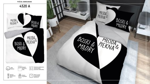 Pościel bawełniana 160x200 Młoda Piękna&Boski Mądry biała czarna szara 4320 A Home 130 Pościel bawełniana 160x200 Młoda Piękna&Boski Mądry biała czarna szara 4320 A Home 130