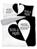 Pościel bawełniana 160x200 Młoda Piękna&Boski Mądry biała czarna szara 4320 A Home 130 Pościel bawełniana 160x200 Młoda Piękna&Boski Mądry biała czarna szara 4320 A Home 130