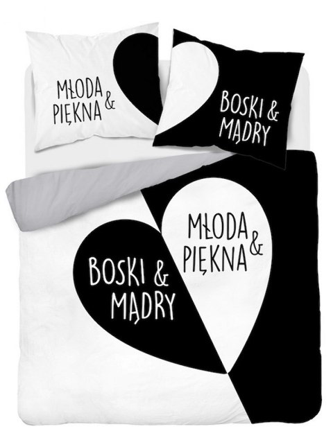 Pościel bawełniana 160x200 Młoda Piękna&Boski Mądry biała czarna szara 4320 A Home 130 Pościel bawełniana 160x200 Młoda Piękna&Boski Mądry biała czarna szara 4320 A Home 130