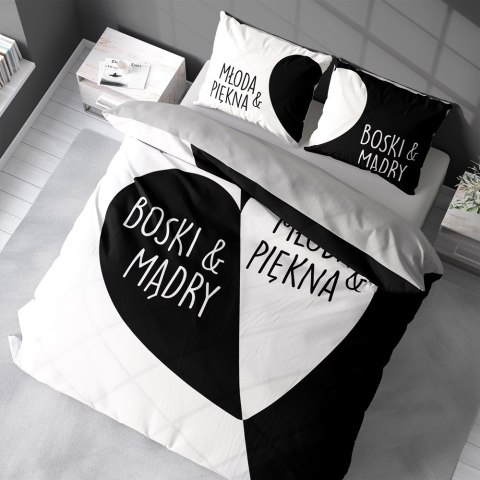 Pościel bawełniana 160x200 Młoda Piękna&Boski Mądry biała czarna szara 4320 A Home 130 Pościel bawełniana 160x200 Młoda Piękna&Boski Mądry biała czarna szara 4320 A Home 130