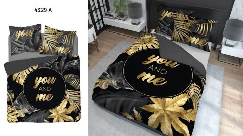 Pościel bawełniana 160x200 You and me liście grafitowa złota 4329 A Home 130 Pościel bawełniana 160x200 You and me liście grafitowa złota 4329 A Home 130