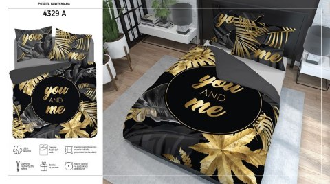 Pościel bawełniana 160x200 You and me liście grafitowa złota 4329 A Home 130 Pościel bawełniana 160x200 You and me liście grafitowa złota 4329 A Home 130