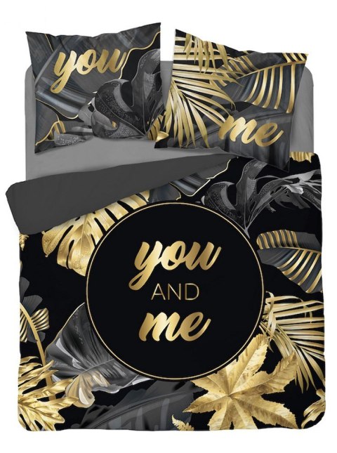 Pościel bawełniana 160x200 You and me liście grafitowa złota 4329 A Home 130 Pościel bawełniana 160x200 You and me liście grafitowa złota 4329 A Home 130