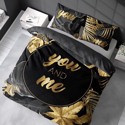 Pościel bawełniana 160x200 You and me liście grafitowa złota 4329 A Home 130 Pościel bawełniana 160x200 You and me liście grafitowa złota 4329 A Home 130