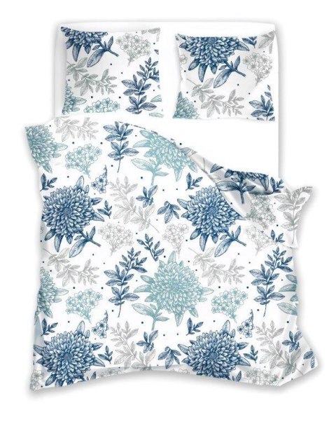 Pościel bawełniana 160x200 biała niebieska miętowa kwiaty 015 Fashion 23 Faro Pościel bawełniana 160x200 biała niebieska miętowa kwiaty 015 Fashion 23 Faro