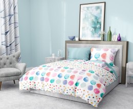 Pościel bawełniana 220x200 Elegant 001 błękitna kolorowa grochy E 2023